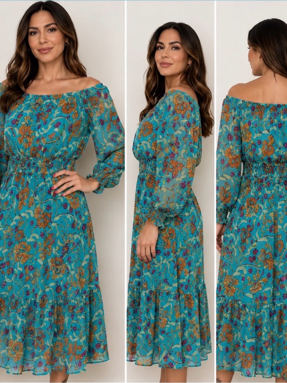 Soft Girl Floral Dress Feminine Whimsy Midi Dress size M Vintage Inspired